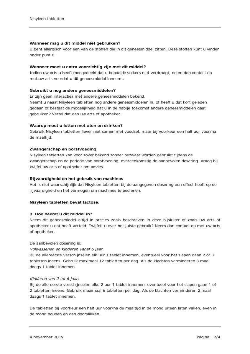Nisyleen Tabletten afbeelding van document #2, leaflet