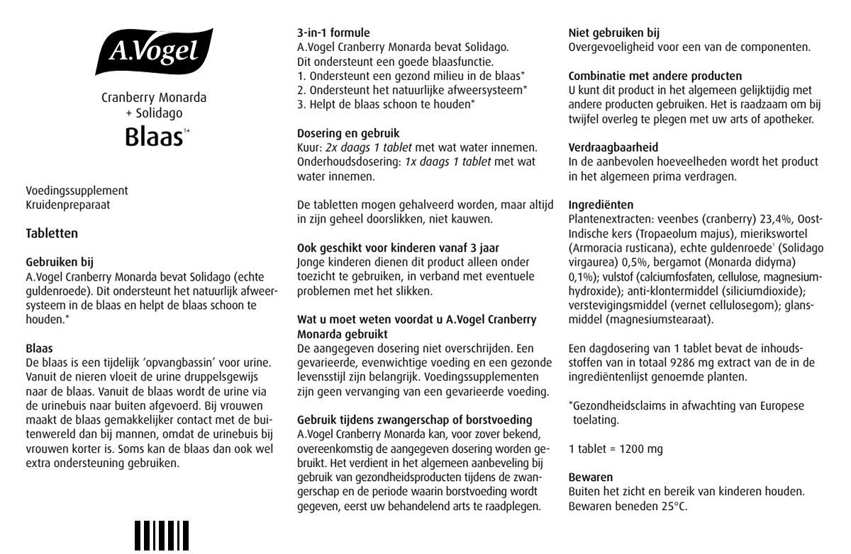 Cranberry Monarda Tabletten afbeelding van document #1, leaflet