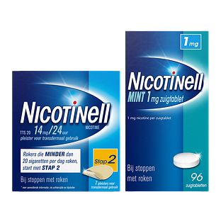 Nicotinell Combineer Pleister 14 mg (7st) en Zuigtablet Mint 1 mg (96st) - 2 Stuks