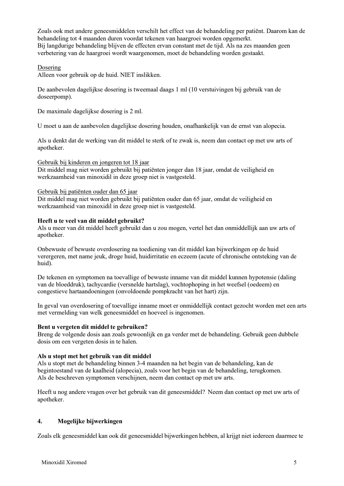 Minoxidil 50mg/ml Oplossing voor Cutaan Gebruik afbeelding van document #5, leaflet