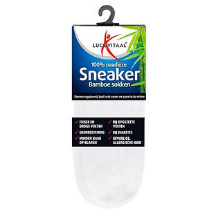Lucovitaal Sneaker Bamboesokken Wit Maat 43-46 1PR