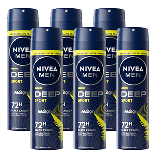 Nivea Men Deep Sport Deodorant Spray Voordeelverpakking 6x150ML