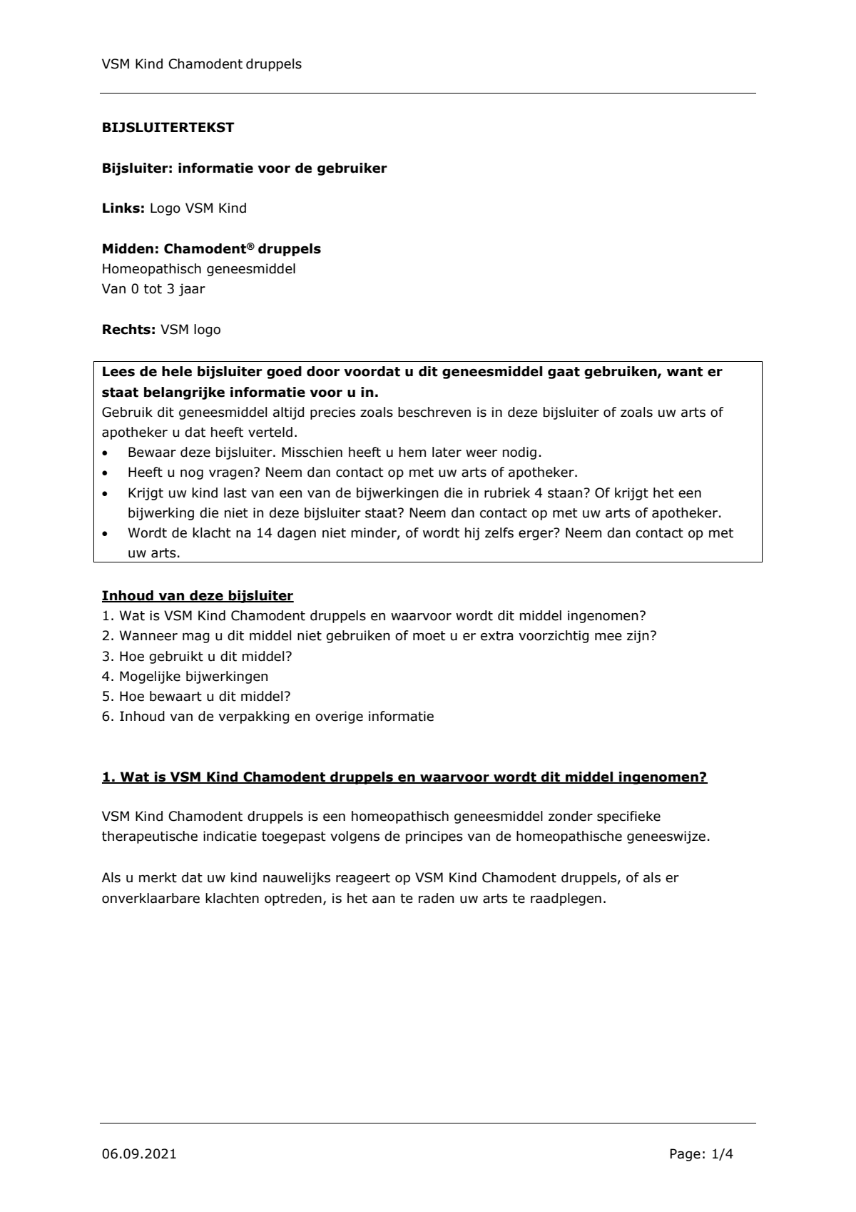 Kind 0-3 Chamodent Druppels afbeelding van document #1, leaflet