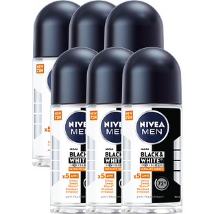 Nivea Men Black & White Invisible Ultimate Impact Deoroller Multiverpakking 6x50ML