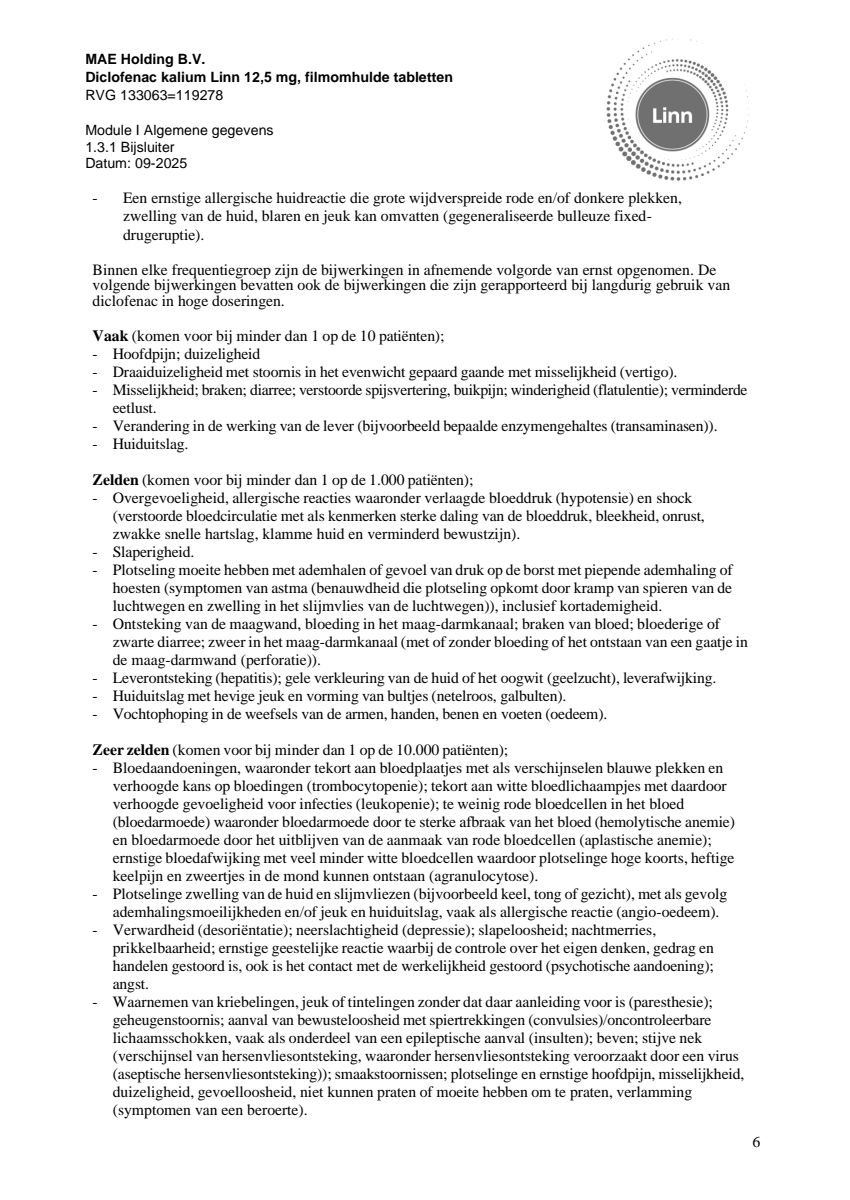 Diclofenac Kalium 12.5mg Filmomhulde Tabletten afbeelding van document #6, leaflet