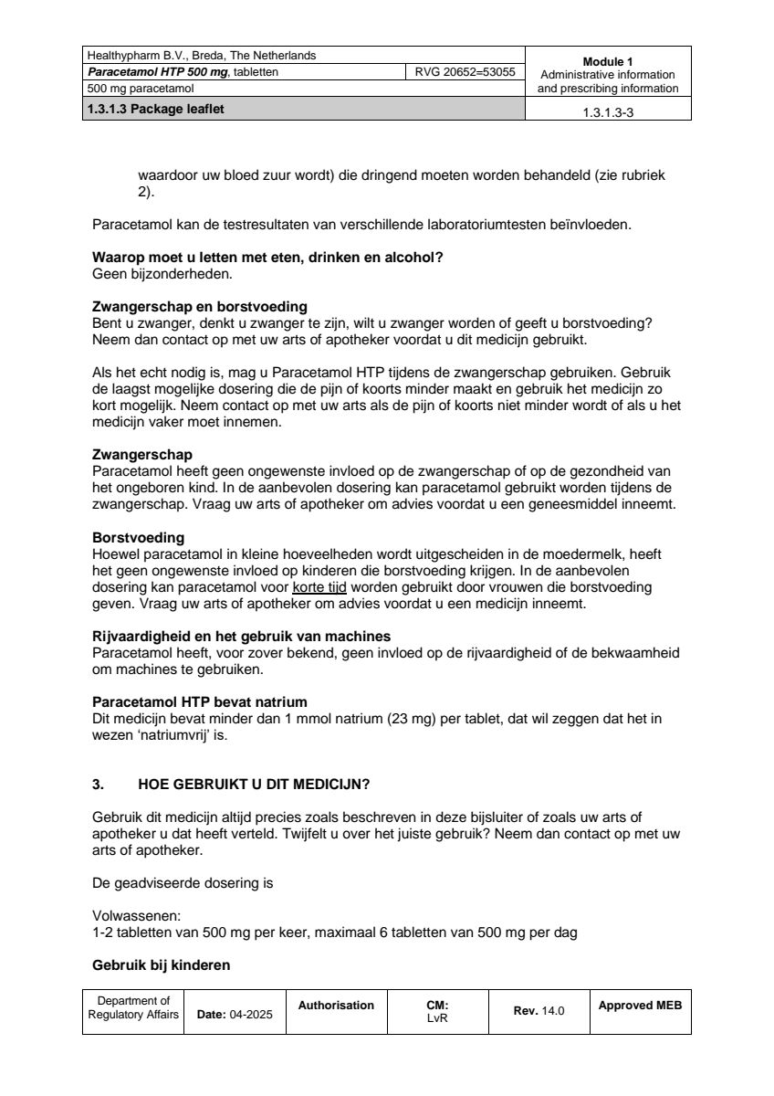 Paracetamol 500mg Tabletten afbeelding van document #3, leaflet
