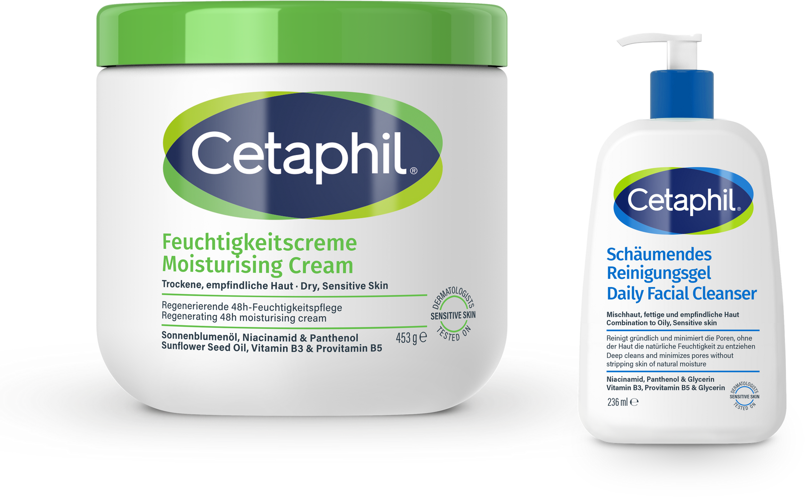 Cetaphil Moisturising Cream + Daily Facial Cleanser Combi