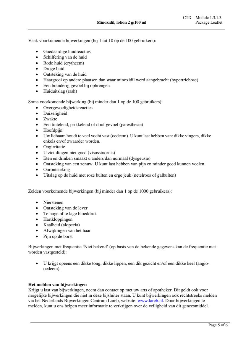 Minoxidil Lotion 2 g/100 ml afbeelding van document #5, leaflet