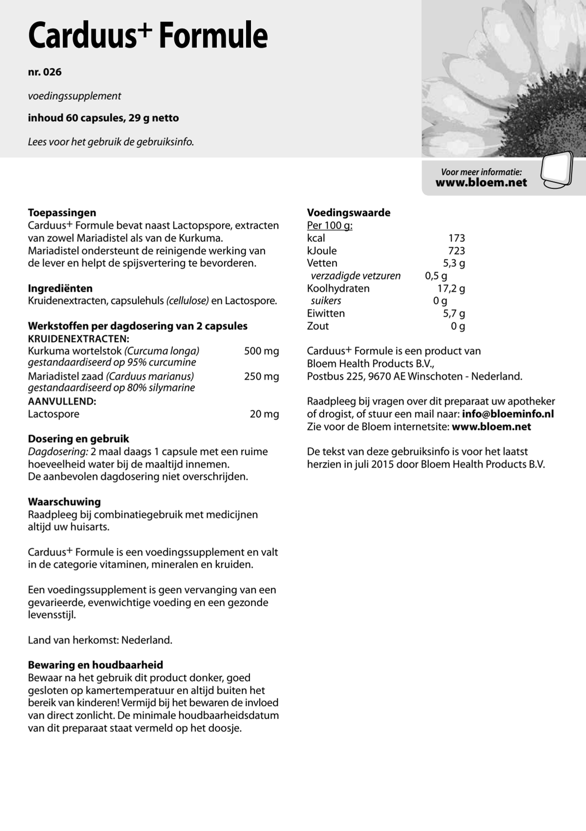 Carduus+ Formule Capsules afbeelding van document #1, instructions