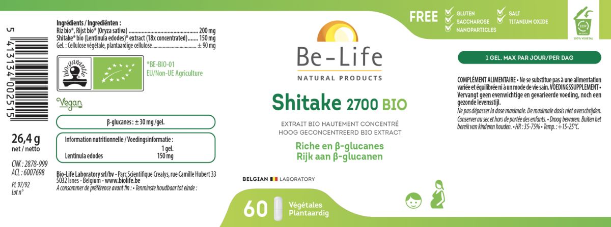Shitake 2700 Capsules afbeelding van document #1, label