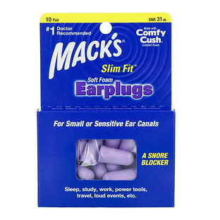 Macks Soft Foam Earplugs SafeSound Slim Fit 10PR