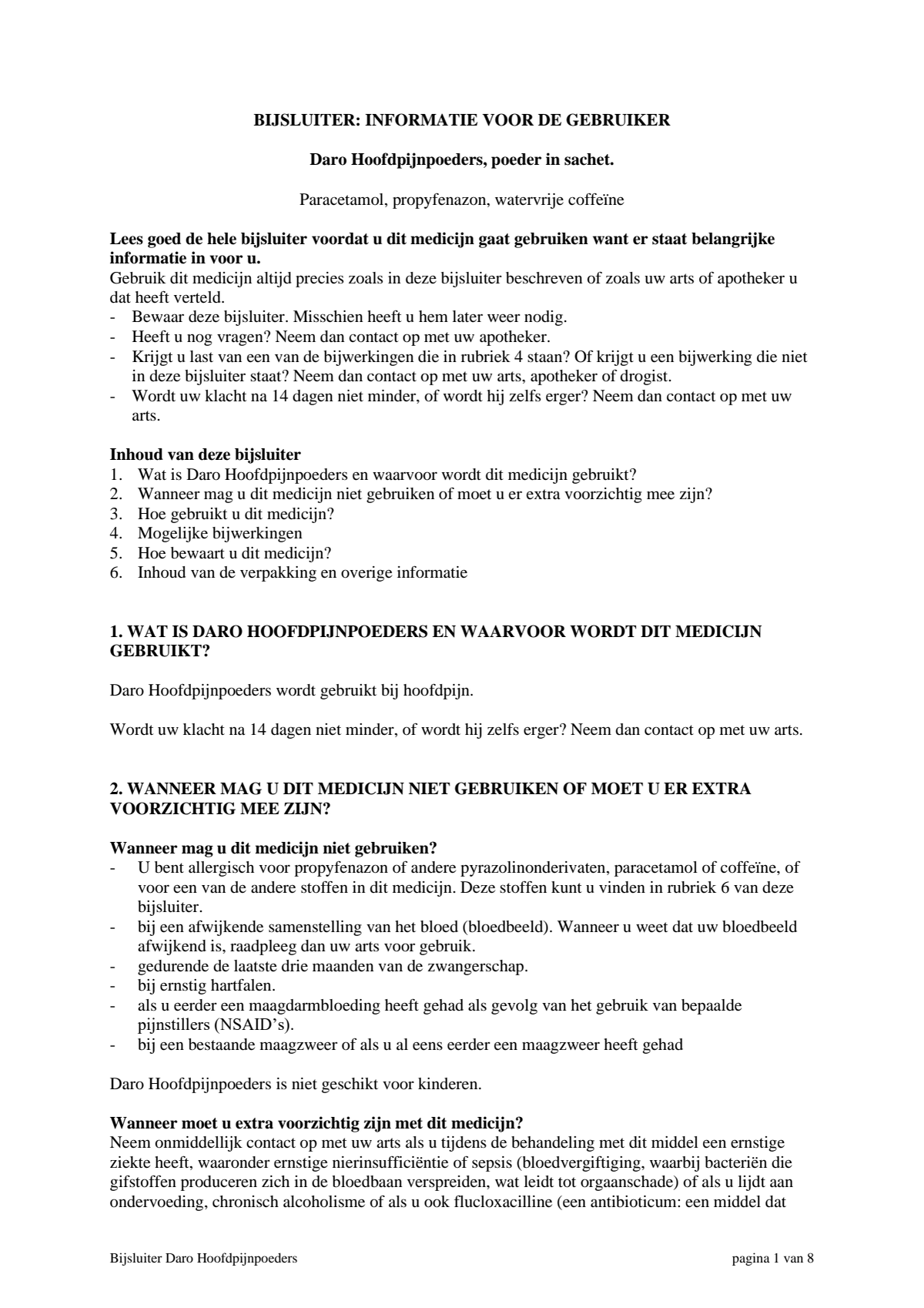 Hoofdpijnpoeders afbeelding van document #1, leaflet