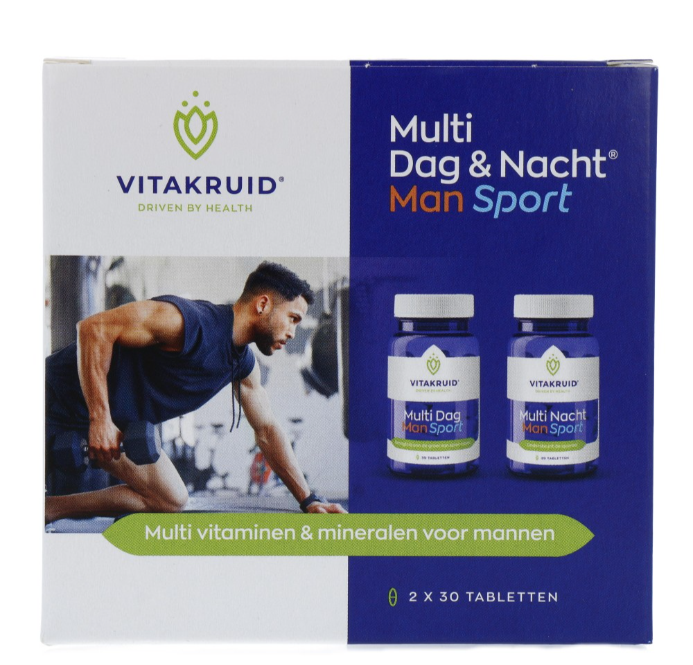 Vitakruid Multi Dag & Nacht Man Sport 100% Vegan 2 x 30 60TB