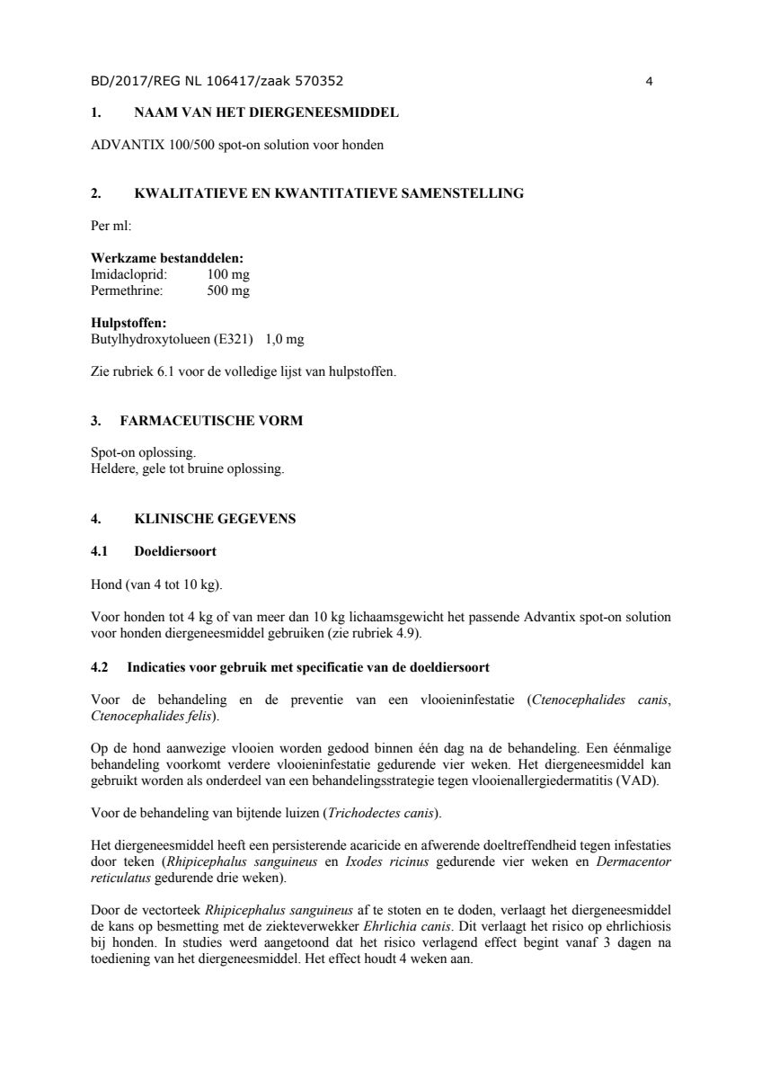 Hond 100/500 (4-10kg) Spot-on Solution Pipetten afbeelding van document #4, instructions