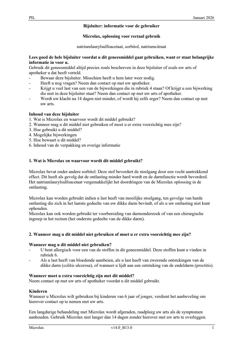 Microlax afbeelding van document #1, leaflet