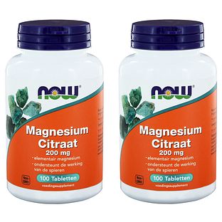 NOW Magnesium Citraat 200mg DUO Tabletten 2x100TB