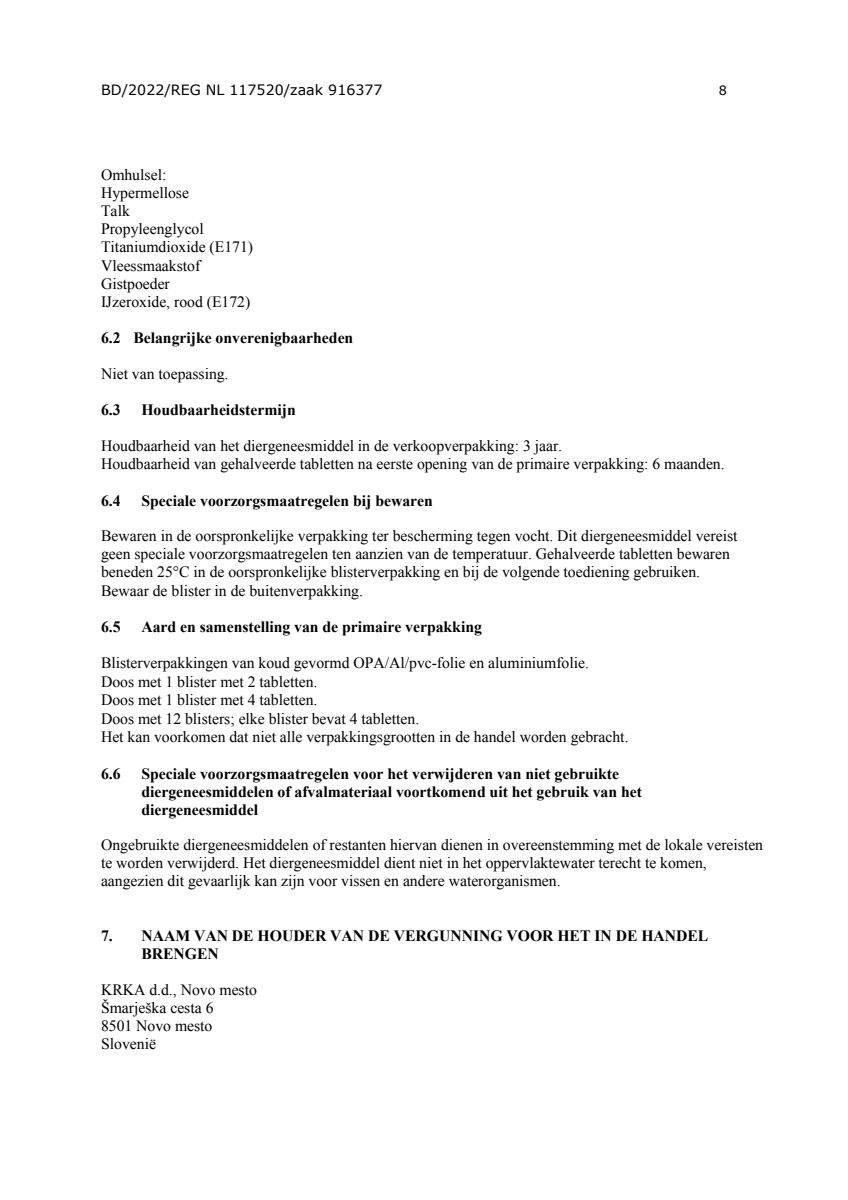 Milquestra Ontwormingsmiddel Katten vanaf 2KG afbeelding van document #8, leaflet