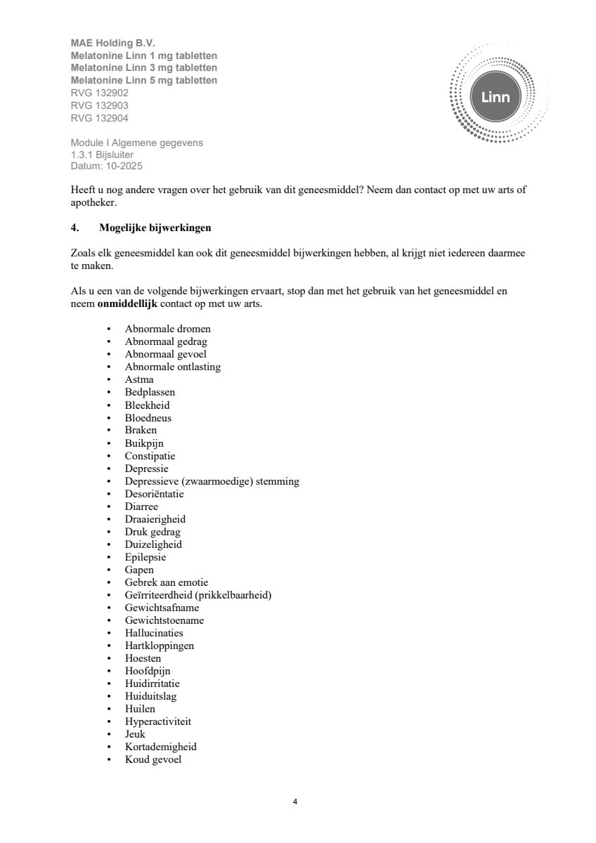 Melatonine 3mg Tabletten afbeelding van document #4, leaflet