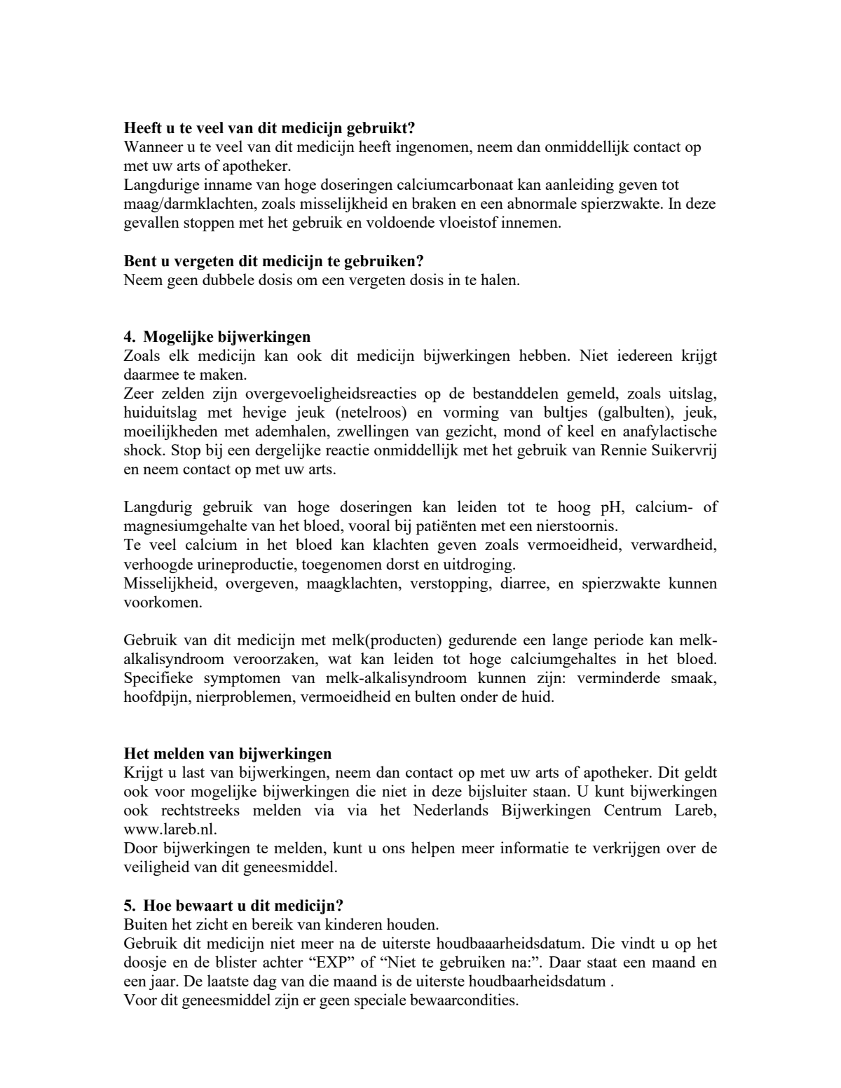 Suikervrij kauwtabletten bij brandend maagzuur afbeelding van document #4, leaflet