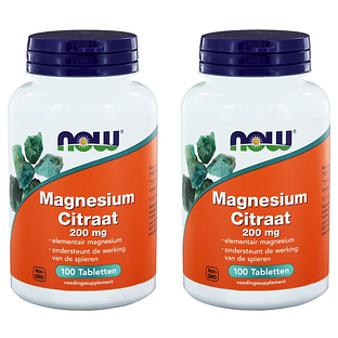 NOW Magnesium Citraat 200mg DUO Tabletten 2x100TB