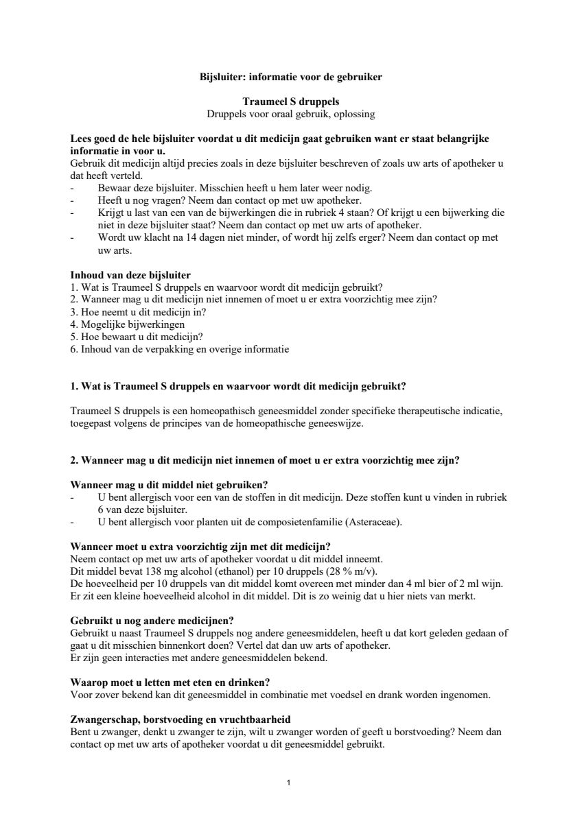 Traumeel S Druppels afbeelding van document #1, leaflet