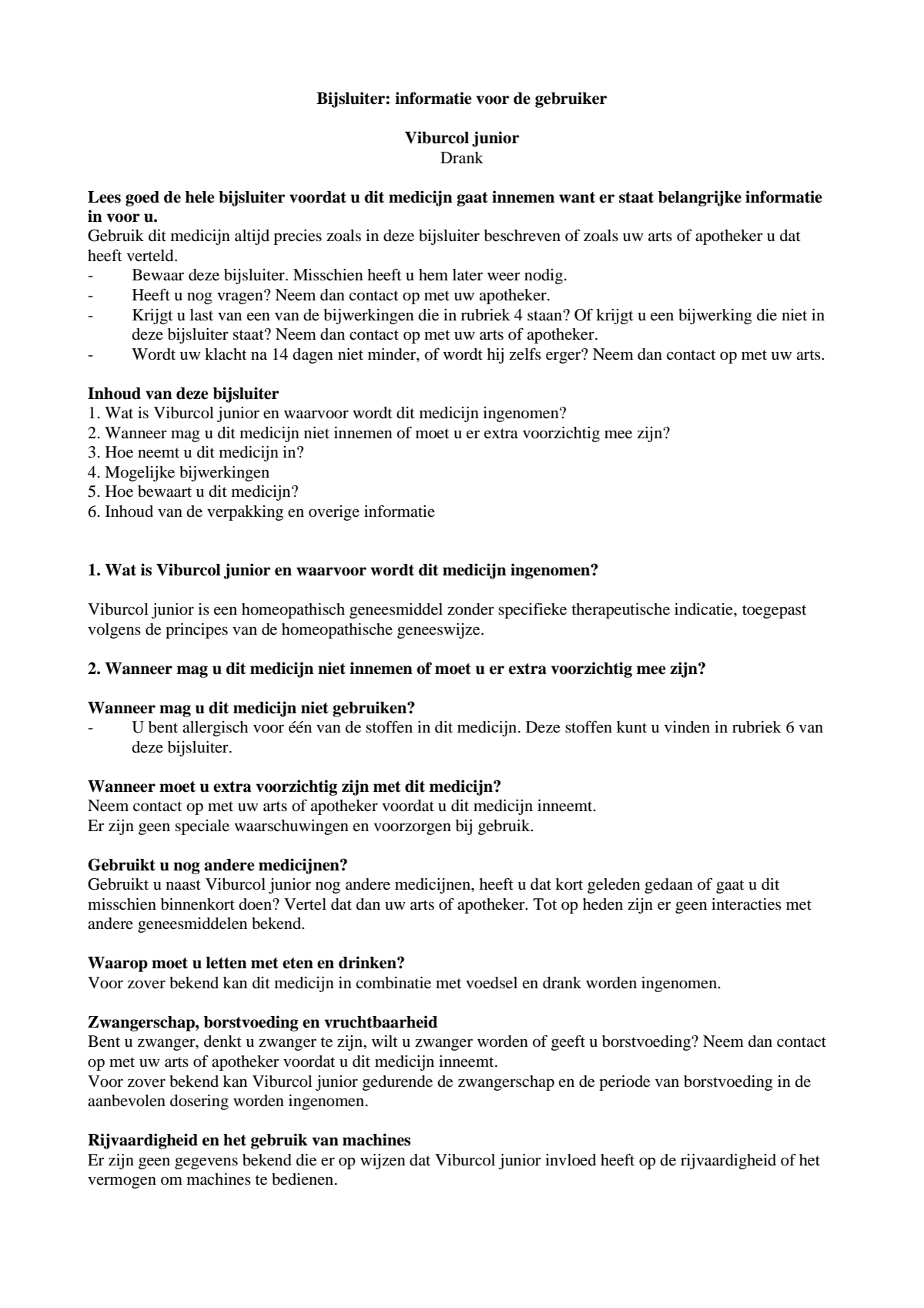 Viburcol Junior Ampullen afbeelding van document #1, leaflet