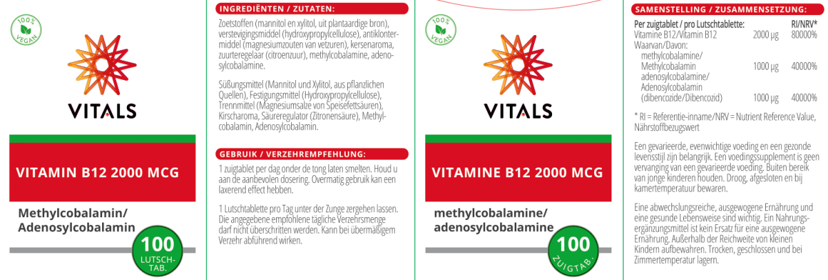 Vitamine B12 2000mcg Zuigtabletten afbeelding van document #1, label