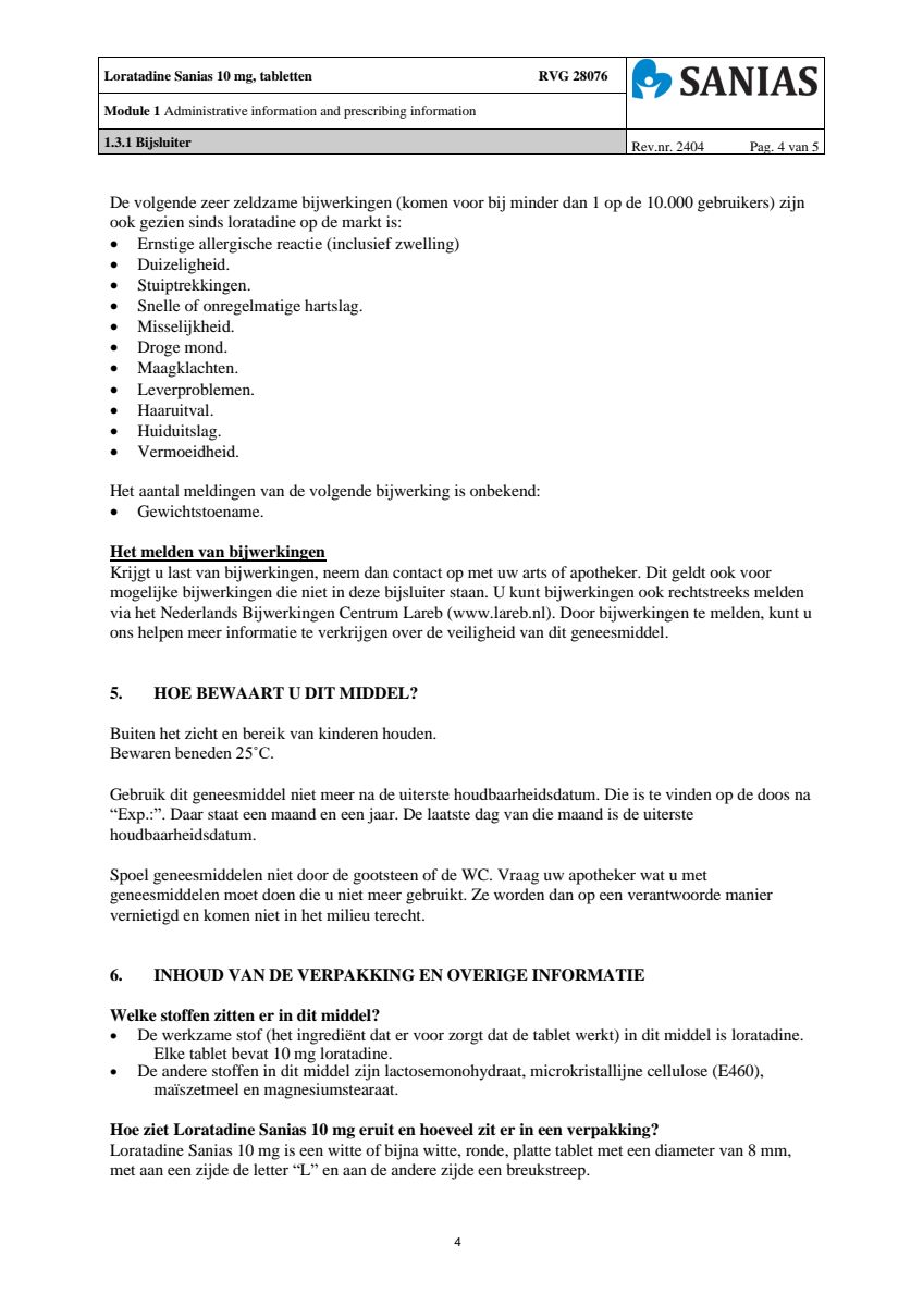 Loratadine 10mg Tabletten afbeelding van document #4, leaflet