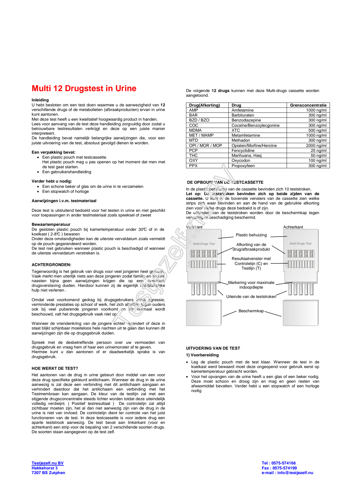 Drugstest Multi 12 afbeelding van document #1, instructions