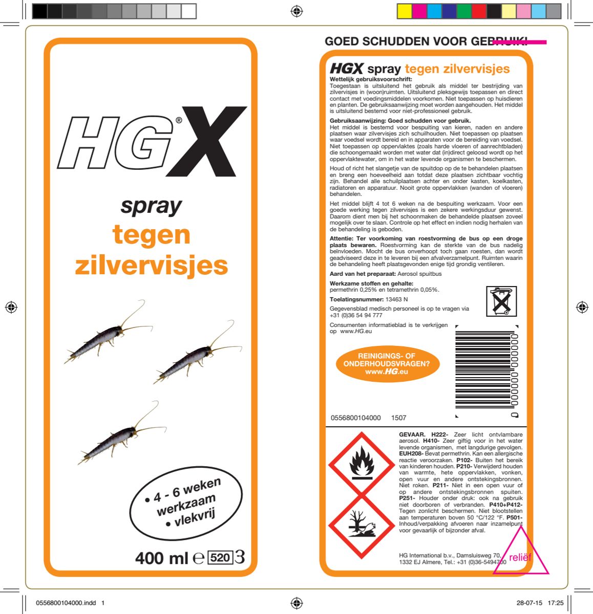 X Spray Tegen Zilvervisjes afbeelding van document #1, label
