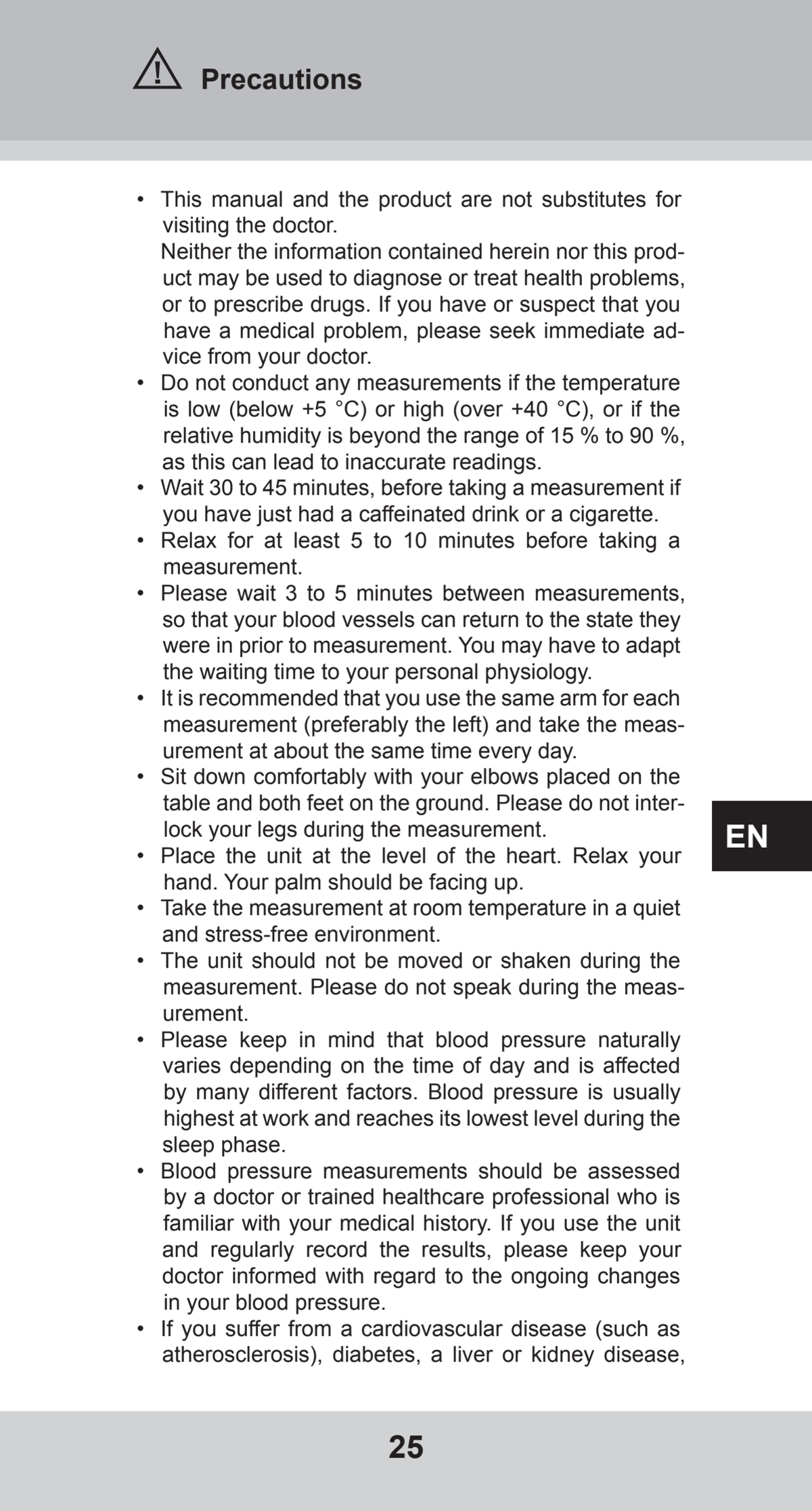Bovenarm Bloeddrukmeter Desktop afbeelding van document #25, instructions