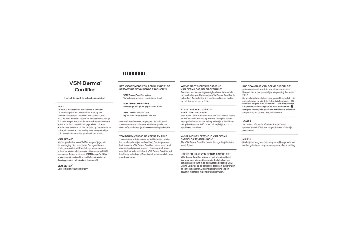 Derma Cardiflor Crème - gevoelige en droge huid afbeelding van document #1, instructions