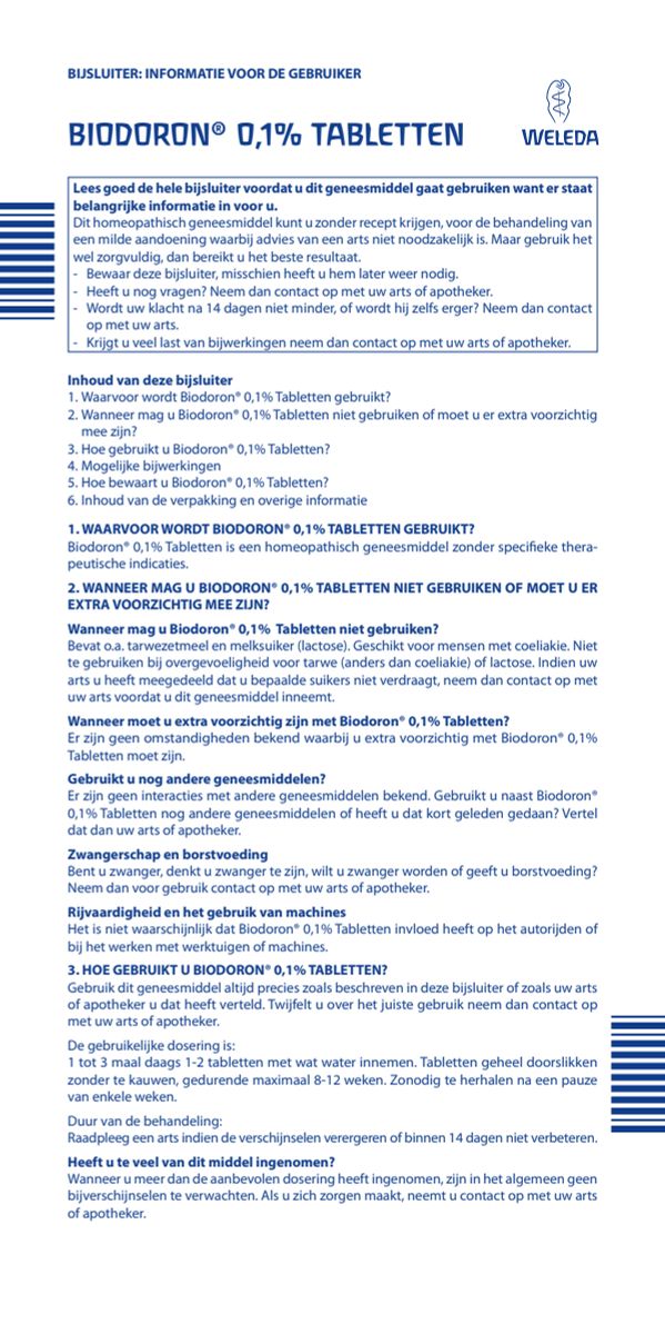 Biodoron 0,1% tabletten afbeelding van document #1, leaflet