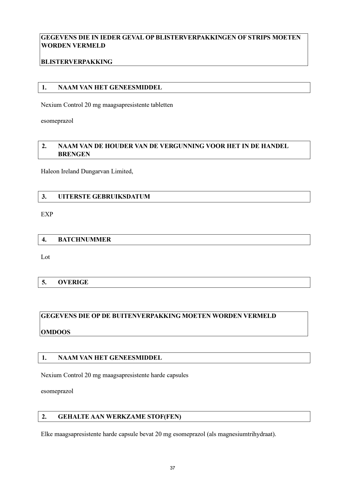 Control Tabletten - voor brandend maagzuur afbeelding van document #37, leaflet