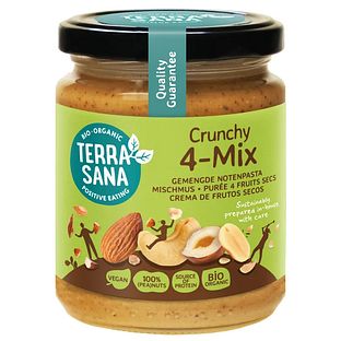 TerraSana Gemengde Notenpasta Crunchy 4-Mix 250GR