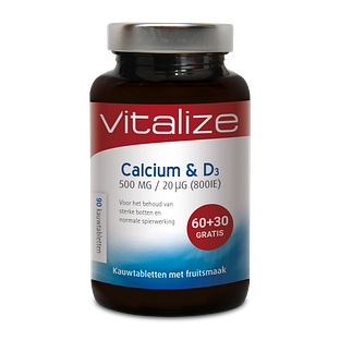 Vitalize Calcium & D3 Kauwtabletten 90KTB