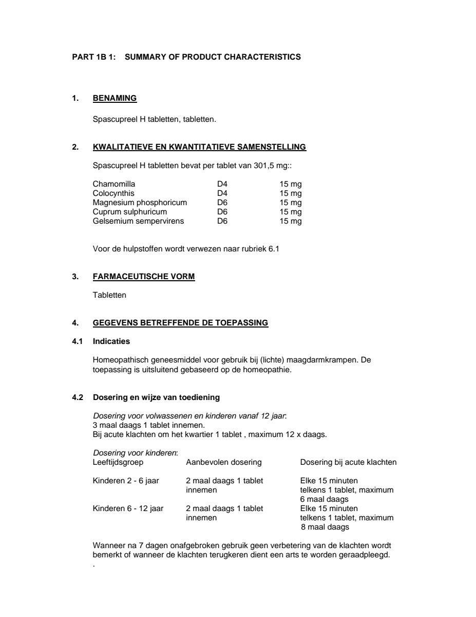 Spascupreel H Tabletten afbeelding van document #1, leaflet