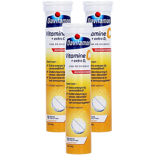 Davitamon Vitamine C + Extra D3 Bruistabletten Multiverpakking 3x15TB