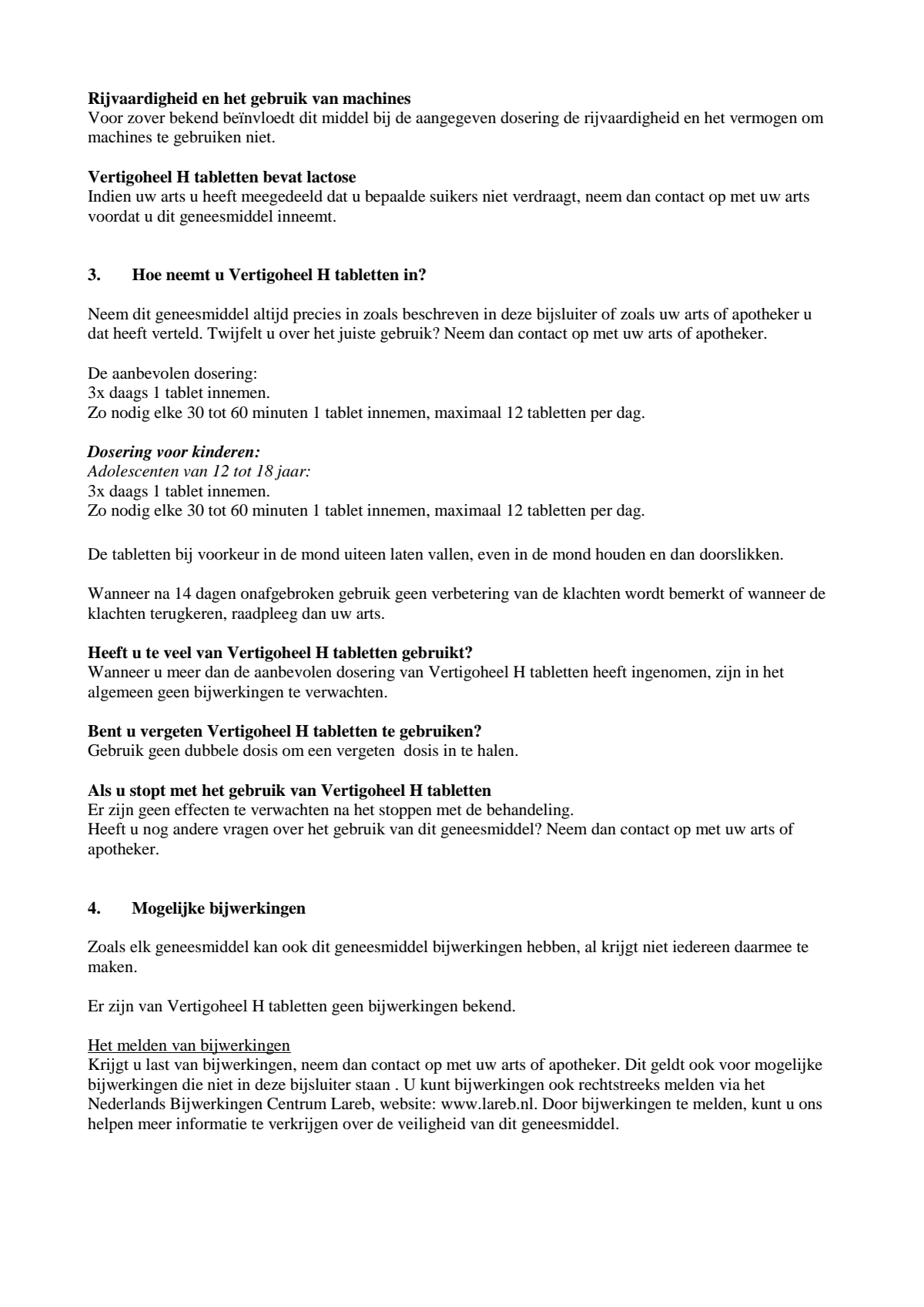 Vertigoheel H Tabletten afbeelding van document #2, leaflet