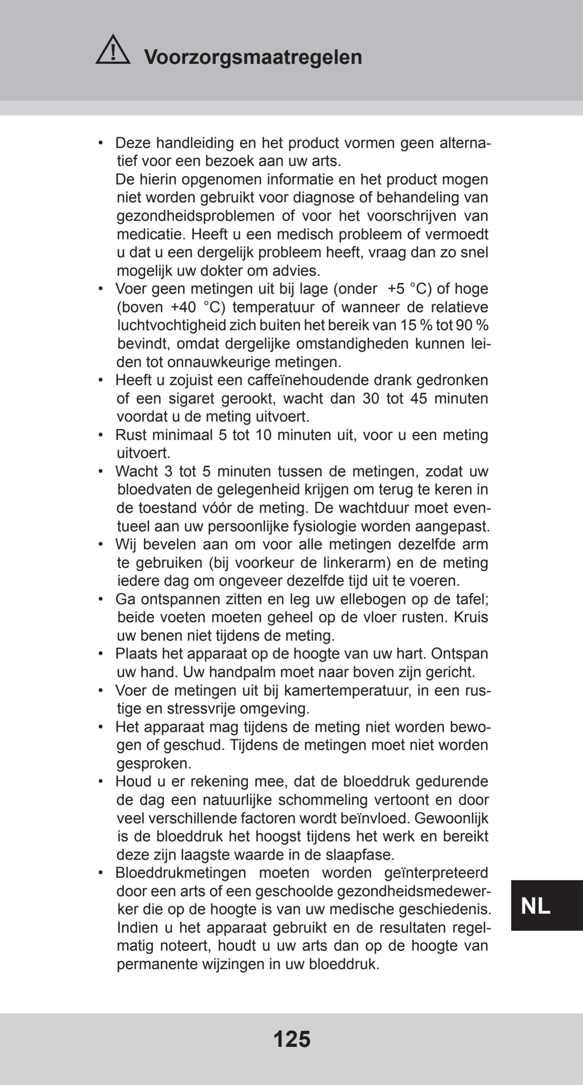 Bovenarm Bloeddrukmeter Desktop afbeelding van document #125, instructions