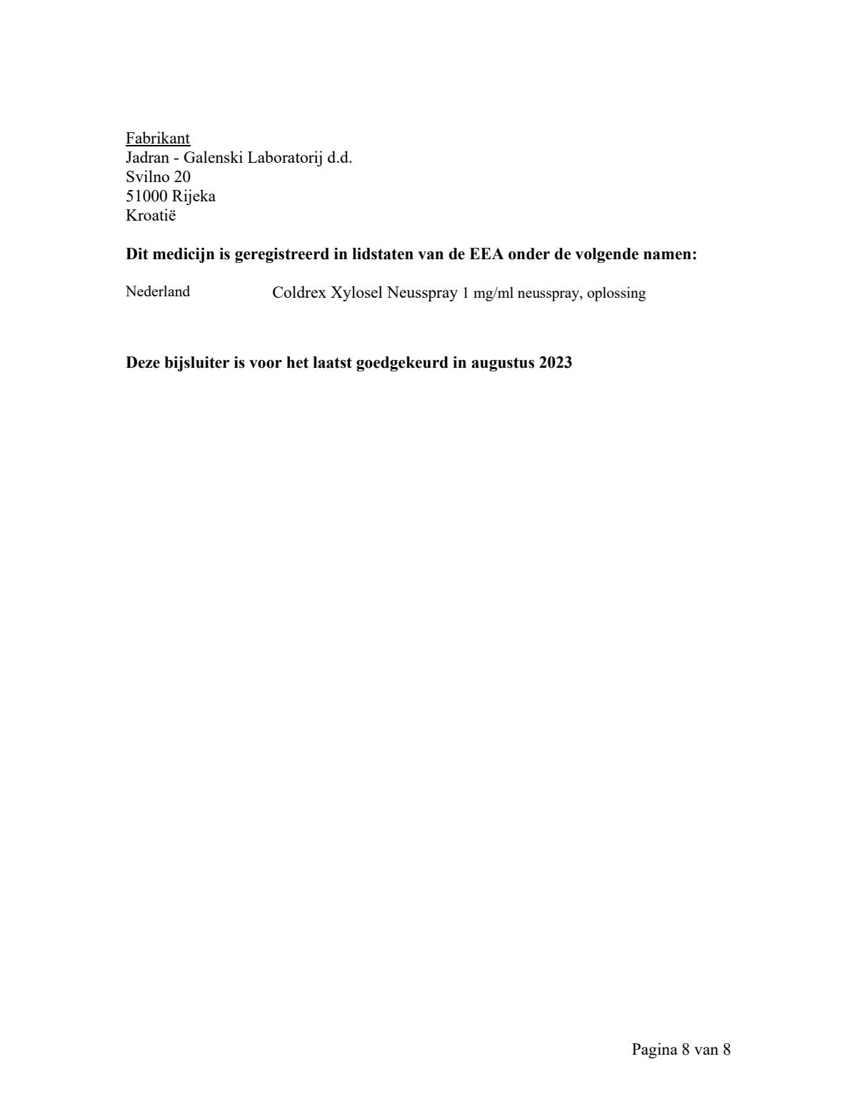Neusspray Xylosel 1mg/ml - xylometazoline neusspray bij neusverkoudheid afbeelding van document #8, leaflet