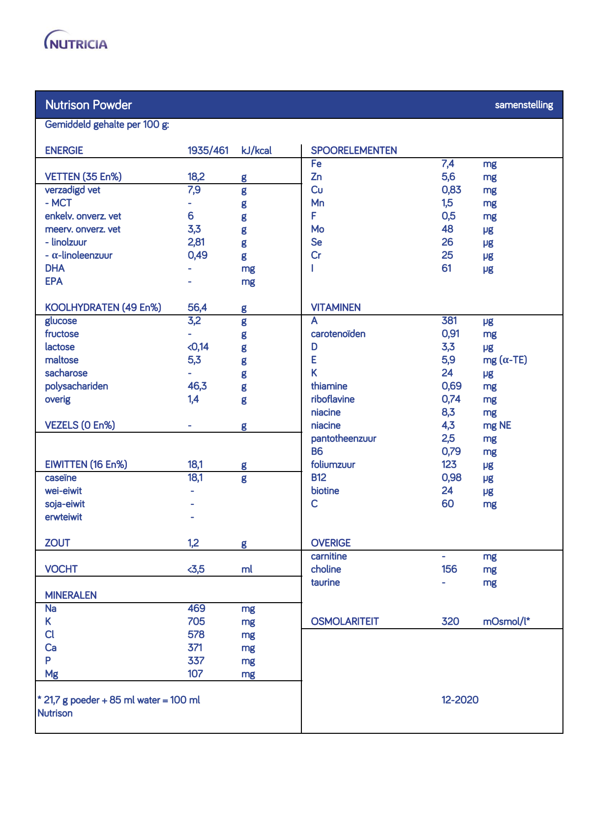 Nutrison Poeder afbeelding van document #1, info_folder