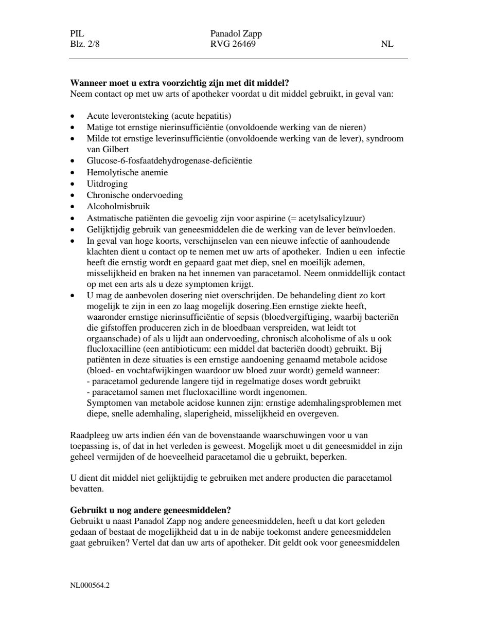 Zapp 500 mg Filmomhulde Tabletten afbeelding van document #2, leaflet