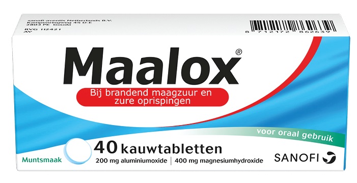 Maalox Kauwtabletten 40tb afbeelding