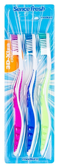 Sencefresh Medium 3D-Extra Clean Tandenborstels 3-pack afbeelding 1
