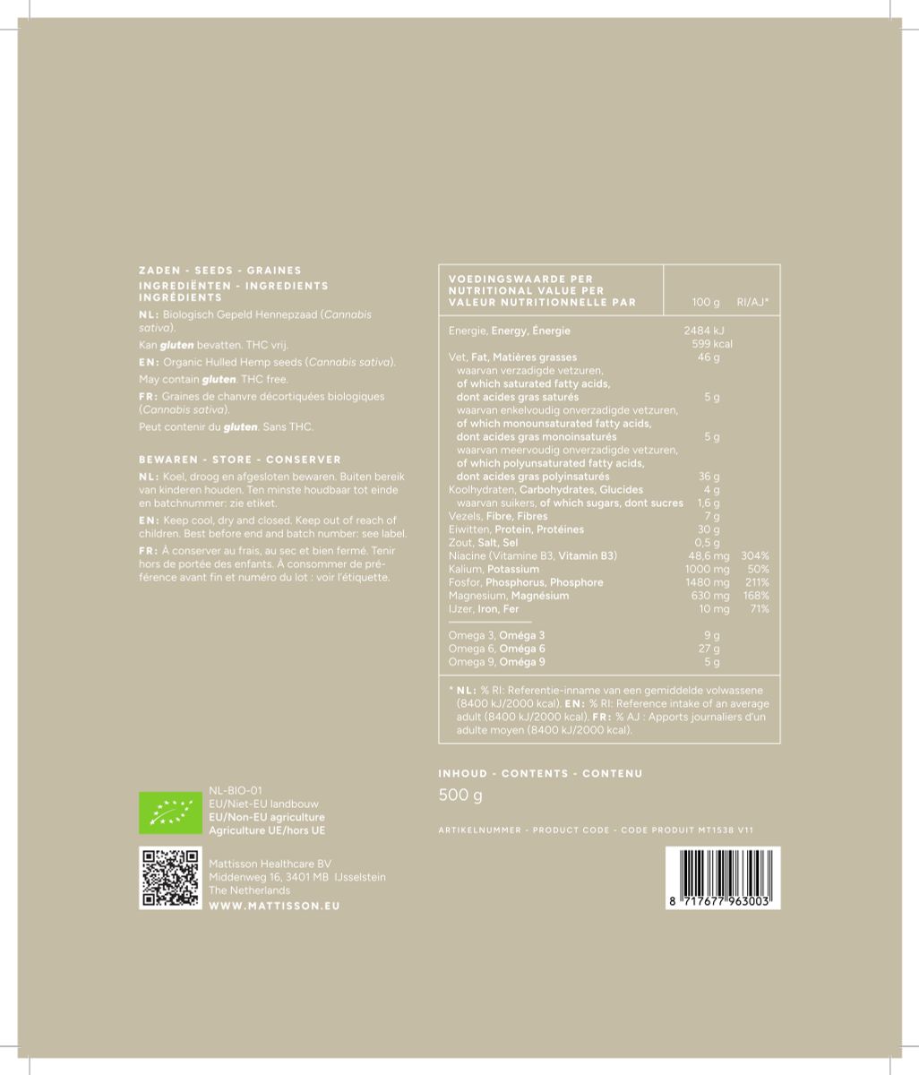Biologische Hennepzaad Gepeld afbeelding van document #1, label