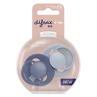 Difrax LOVI Prime Pacifier 6-18 Months - Blue 2ST