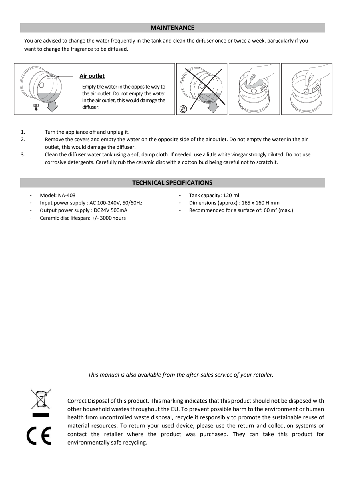 Space Aroma Diffuser afbeelding van document #7, instructions