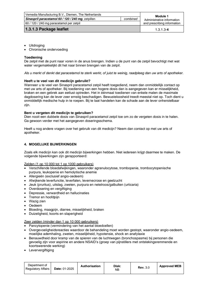 Paracetamol 240mg Zetpillen afbeelding van document #4, leaflet