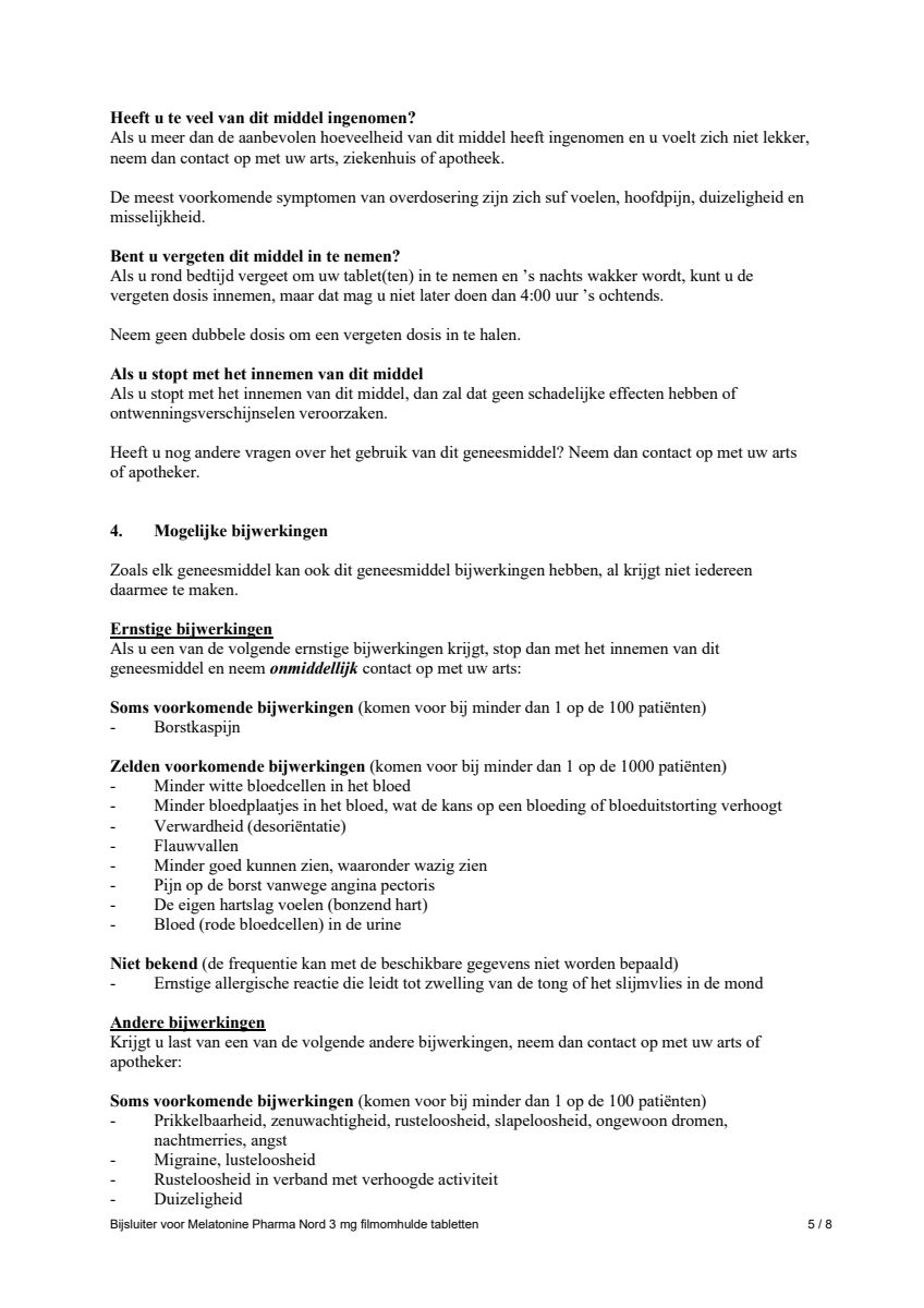 Melatonine 3mg Tabletten afbeelding van document #5, leaflet
